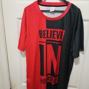 NWOT Men's XL "Believe In Yourself" Red and Black Polyester T-Shirt Man's Shirt